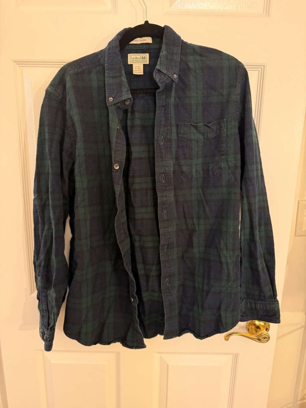 L.L. Bean Men’s Blackwatch Plaid Button-Down Flannel - Green & Blue